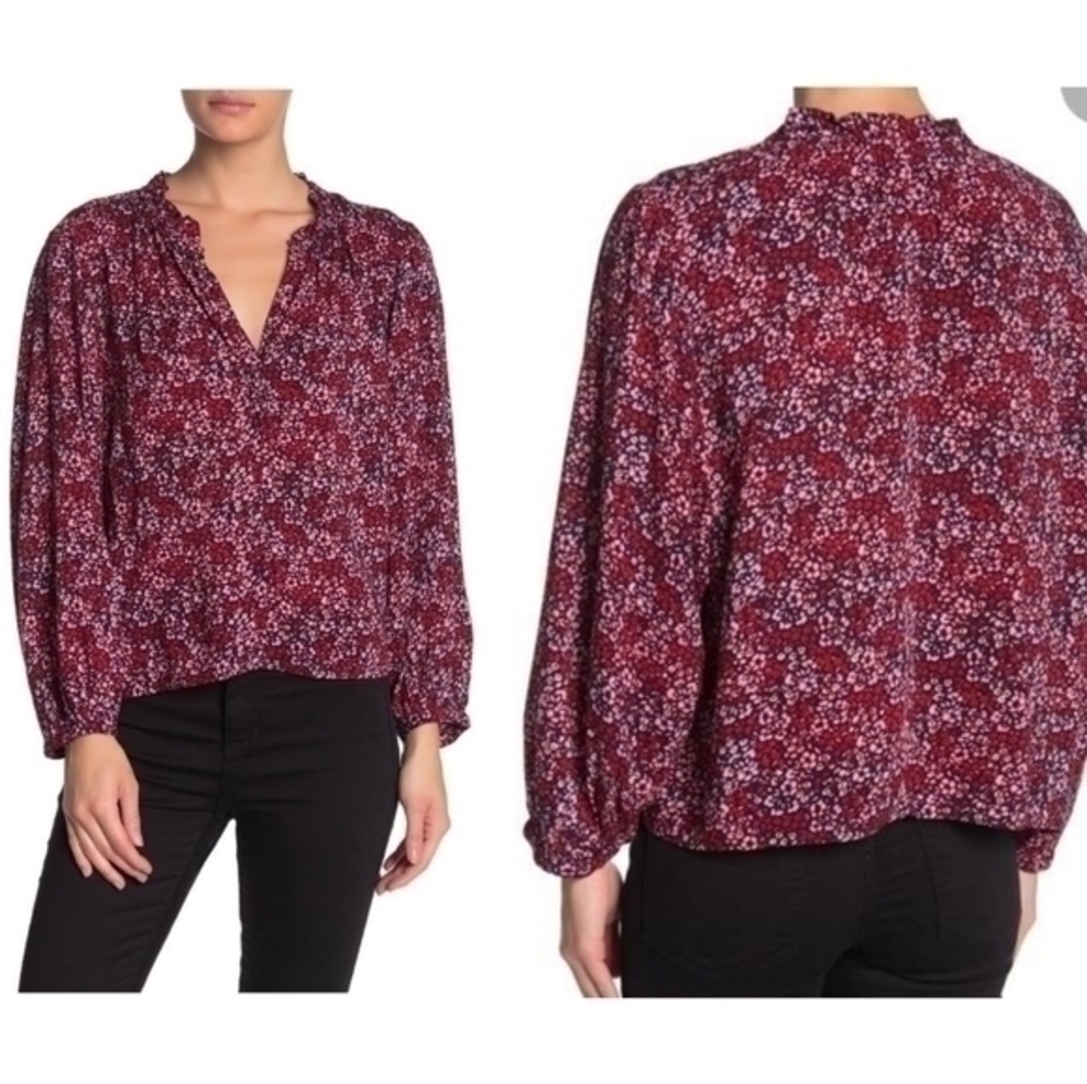 Abound Pink Storm Floral Dot Blouse